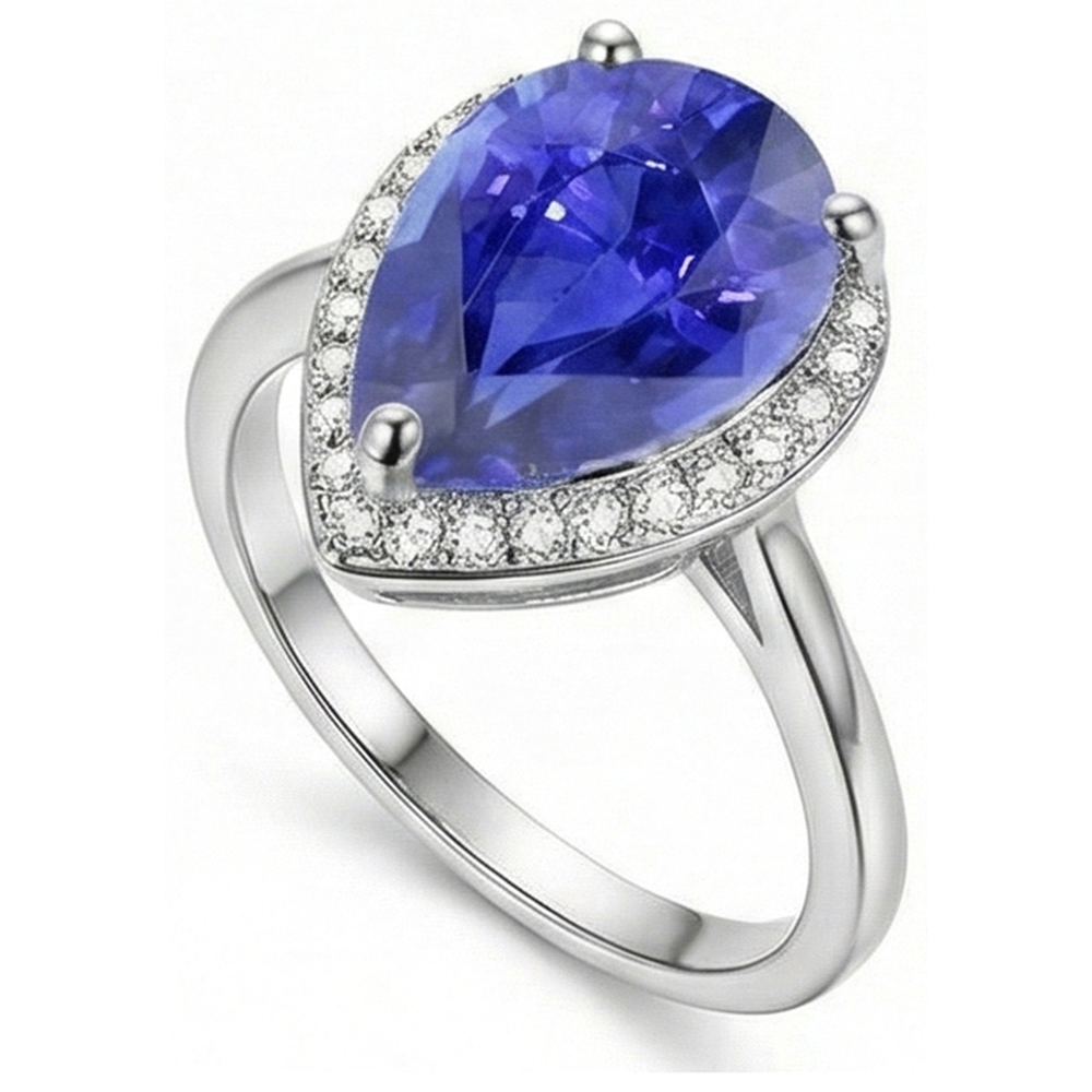 natural round sapphire 4ct ring top view