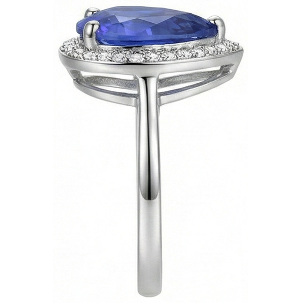 natural round sapphire 4ct ring profile view
