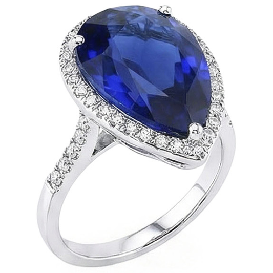 Lab Grown Sapphire Ring 7.50ct - White Gold 14K
