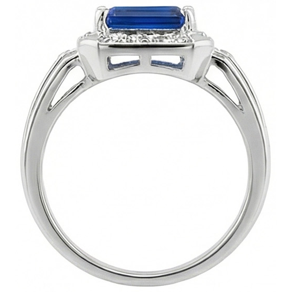Natural Earth Mined Diamond ( Not Lab Grown ) Men’s Ring Emerald Cut Blue Sapphire With Accents 3.50 Carats