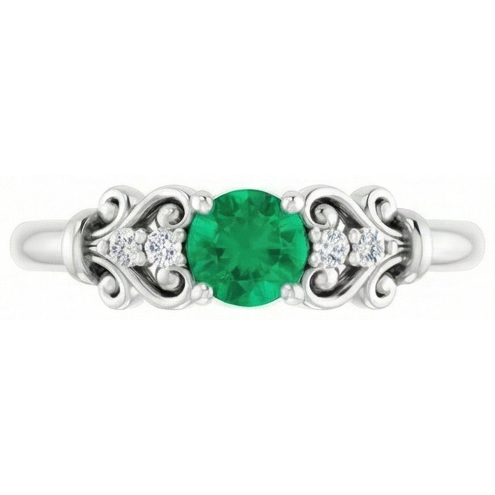 natural round emerald 1.10ct ring profile view