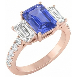Natural Sapphire Ring 3.50ct - Rose Gold 14K