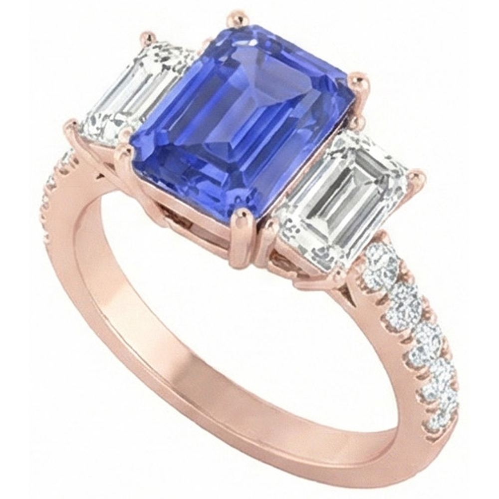 natural emerald sapphire 3.50ct ring close up detail