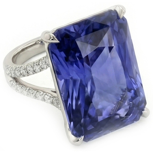 IGI CERTIFIED Diamond Ring Big Sapphire Gemstone Jewelry 7.50 Carats Split Shank