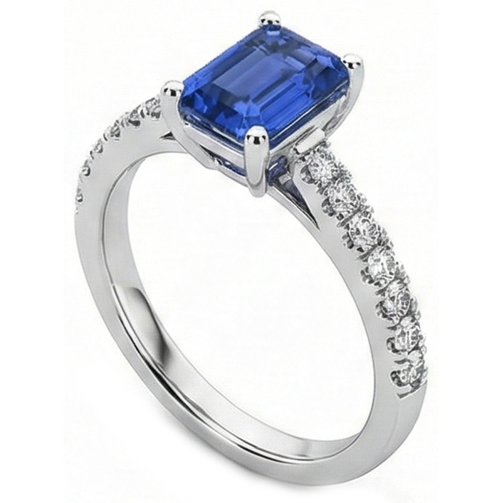 natural emerald sapphire 2.50ct ring top view