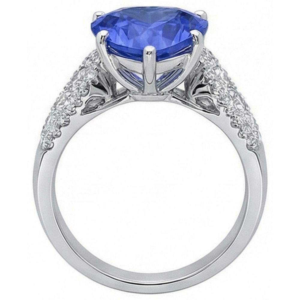 Natural Earth Mined Diamond ( Not Lab Grown ) Ring Heart Shaped Light Blue Sapphire Jewelry 5.50 Carats
