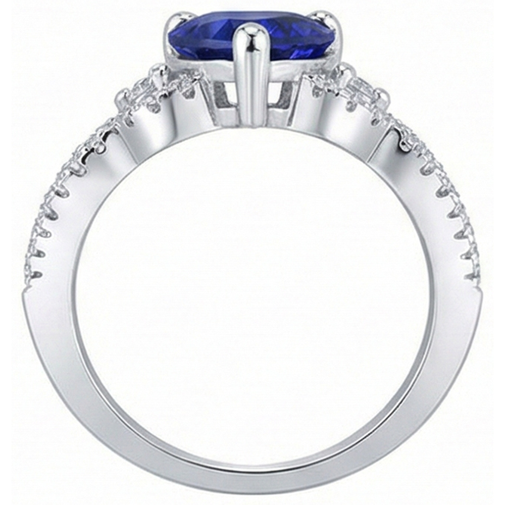 Natural Earth Mined Diamond ( Not Lab Grown ) Ring Heart Sri lankan Sapphire 3.50 Carats Twisted Shank