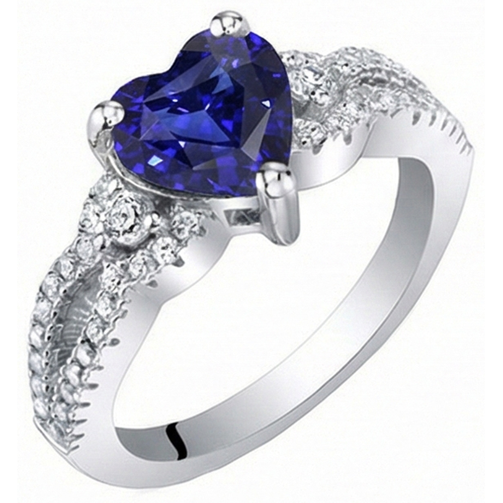 Natural Earth Mined Diamond ( Not Lab Grown ) Ring Heart Sri lankan Sapphire 3.50 Carats Twisted Shank