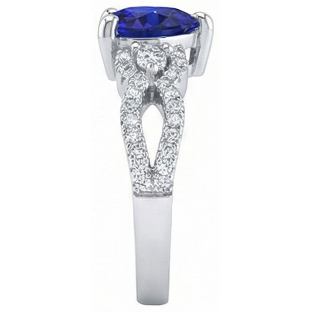 Natural Earth Mined Diamond ( Not Lab Grown ) Ring Heart Sri lankan Sapphire 3.50 Carats Twisted Shank