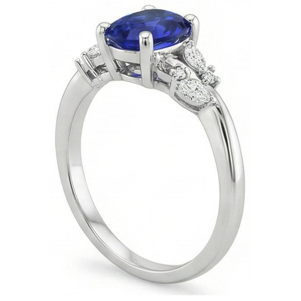 natural round sapphire 4ct ring side angle