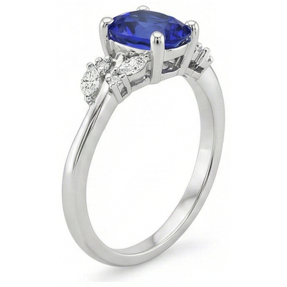 natural round sapphire 4ct ring top view