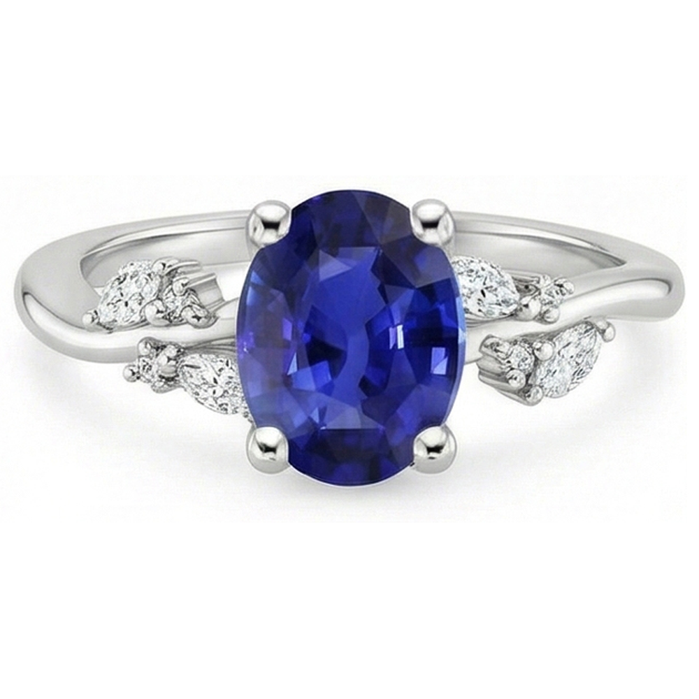 natural round sapphire 4ct ring close up detail