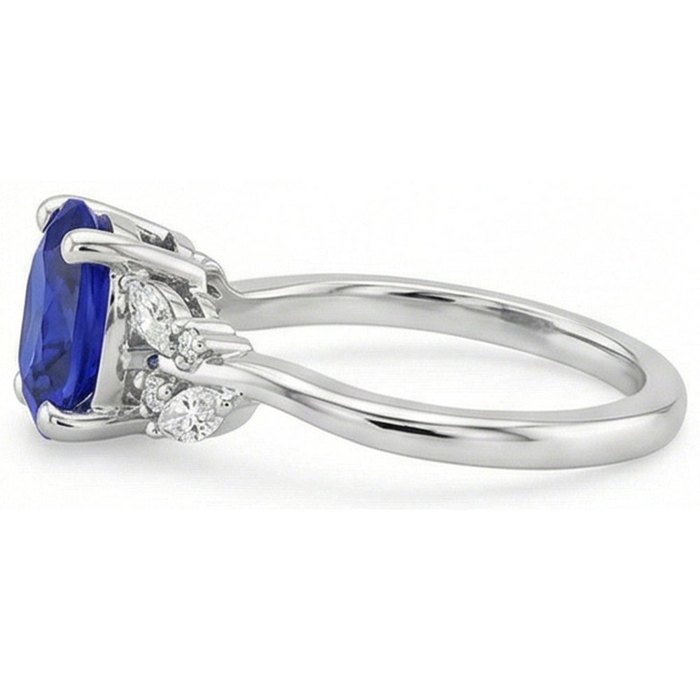 natural round sapphire 4ct ring profile view