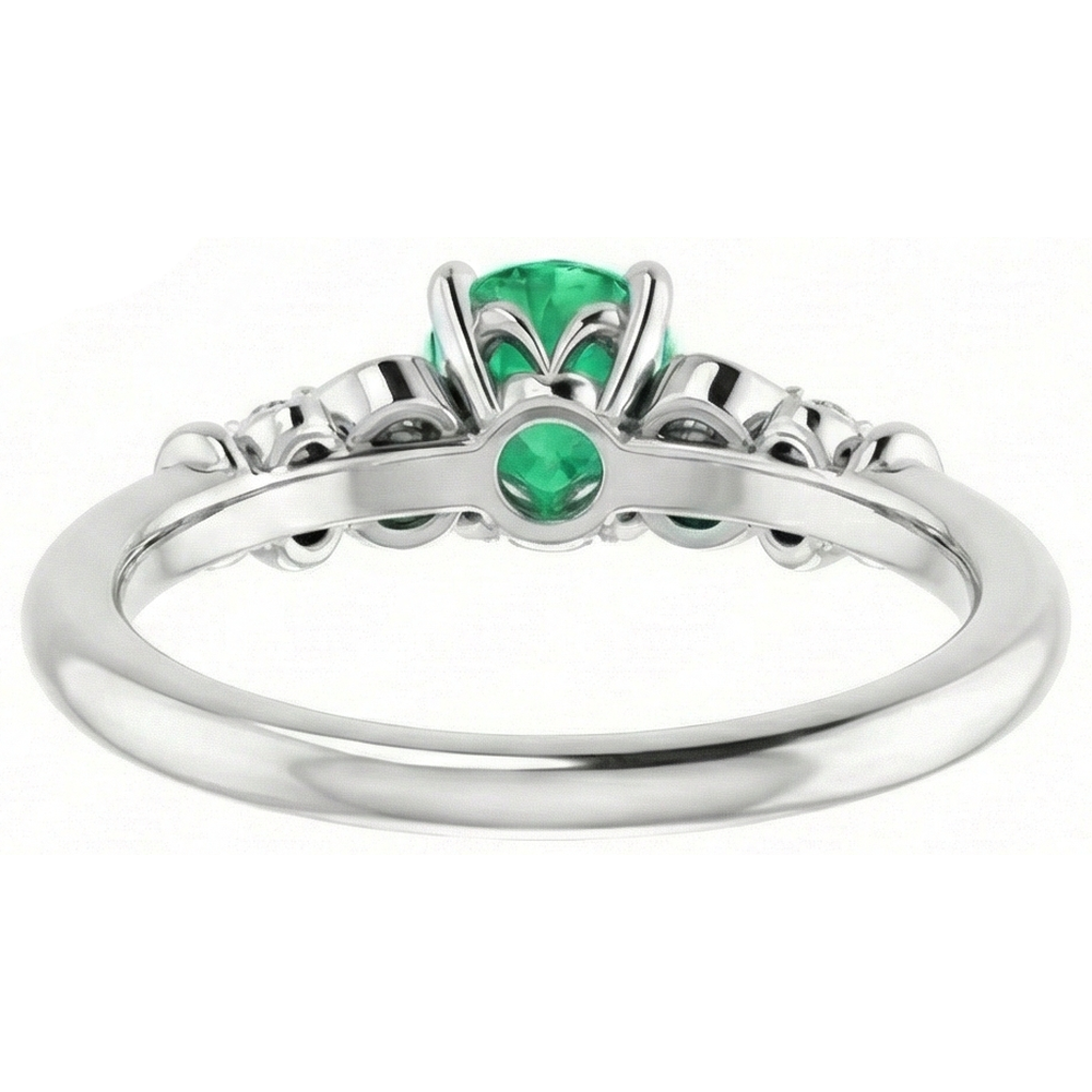 natural round emerald 1.40ct ring on white background