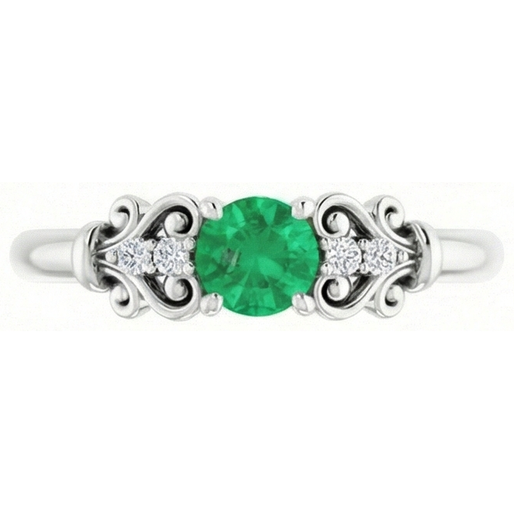 natural round emerald 1.40ct ring side angle