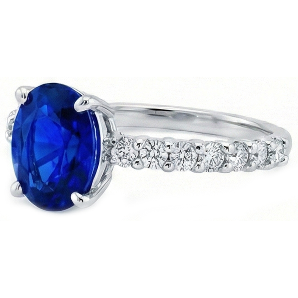 natural round sapphire 4.50ct ring profile view