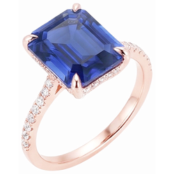 Natural Sapphire Ring 4.50ct - Rose Gold 14K