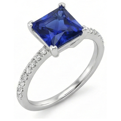 Natural Sapphire Ring 5.50ct - White Gold 14K