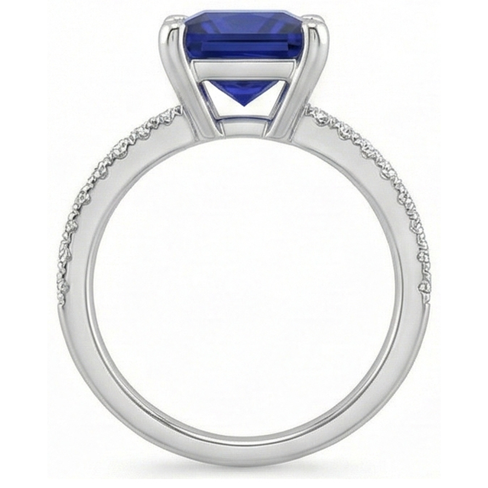 natural round sapphire 5.50ct ring close up detail