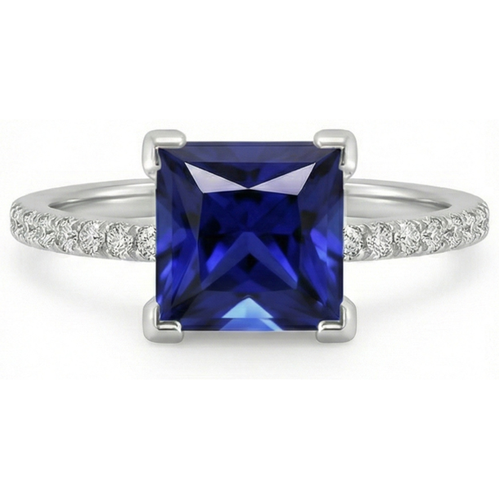 natural round sapphire 5.50ct ring profile view