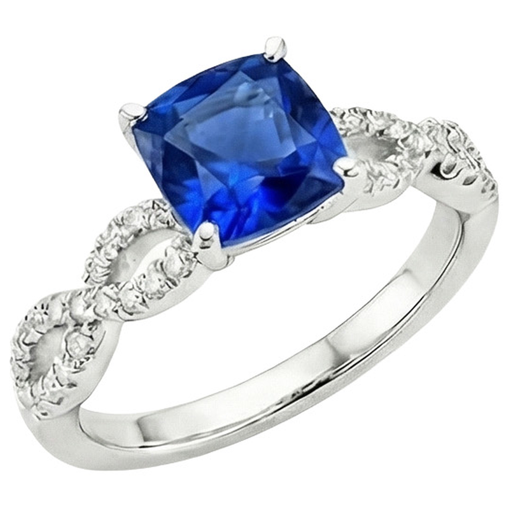 natural round sapphire 2.75ct ring top view