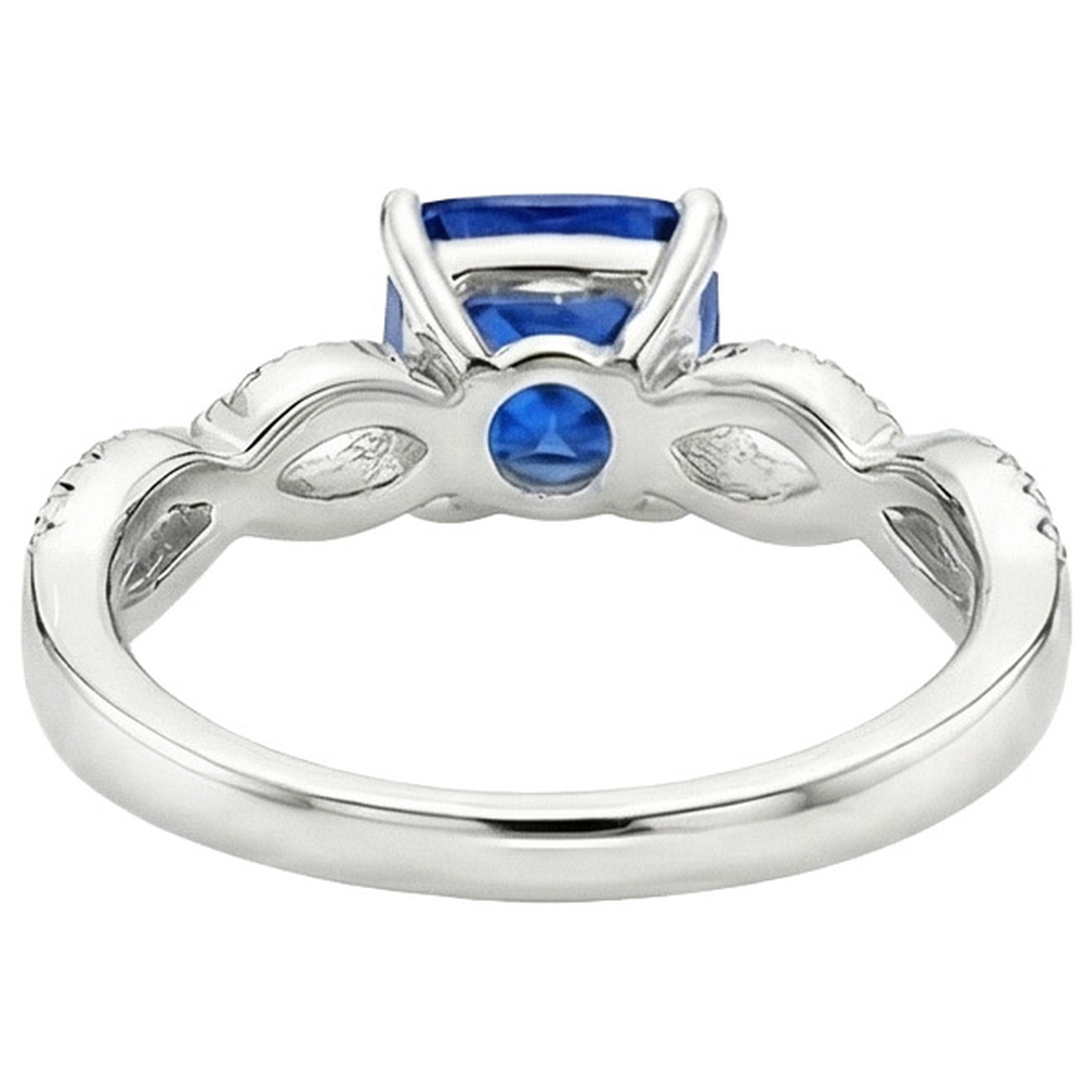 natural round sapphire 2.75ct ring on white background