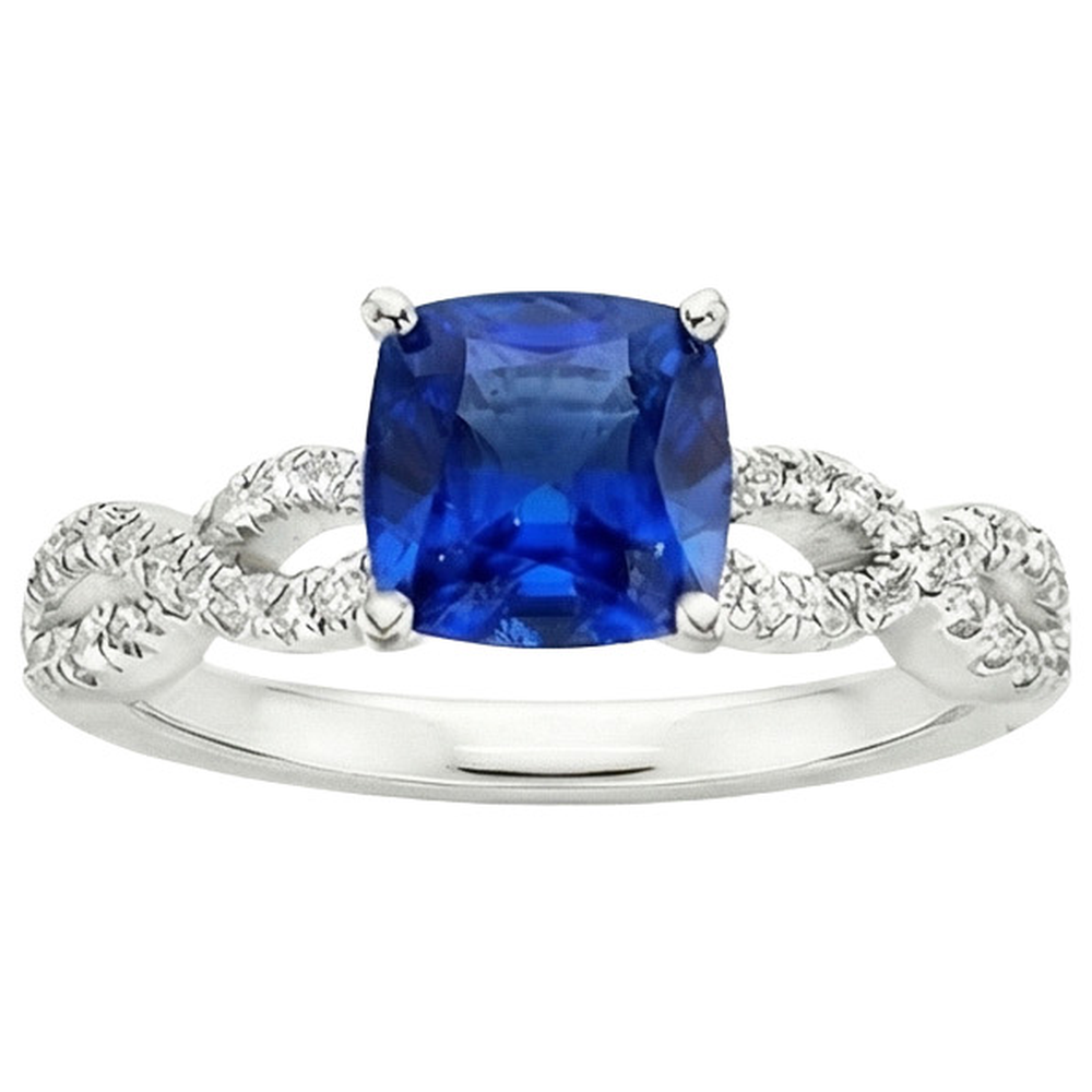 natural round sapphire 2.75ct ring close up detail