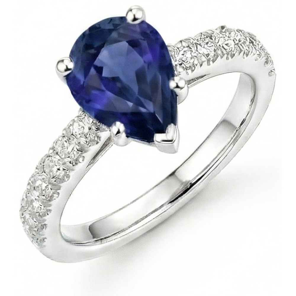 natural round sapphire 4ct ring side angle