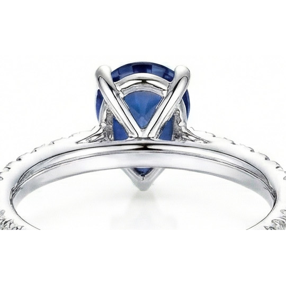 natural round sapphire 4ct ring profile view