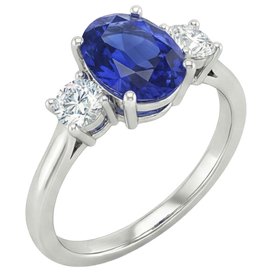 natural round sapphire 4.75ct ring front view