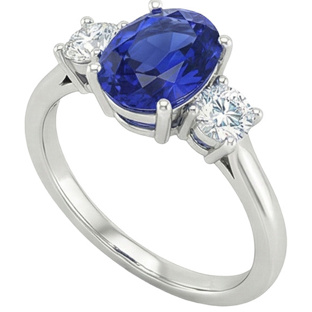 natural round sapphire 4.75ct ring close up detail