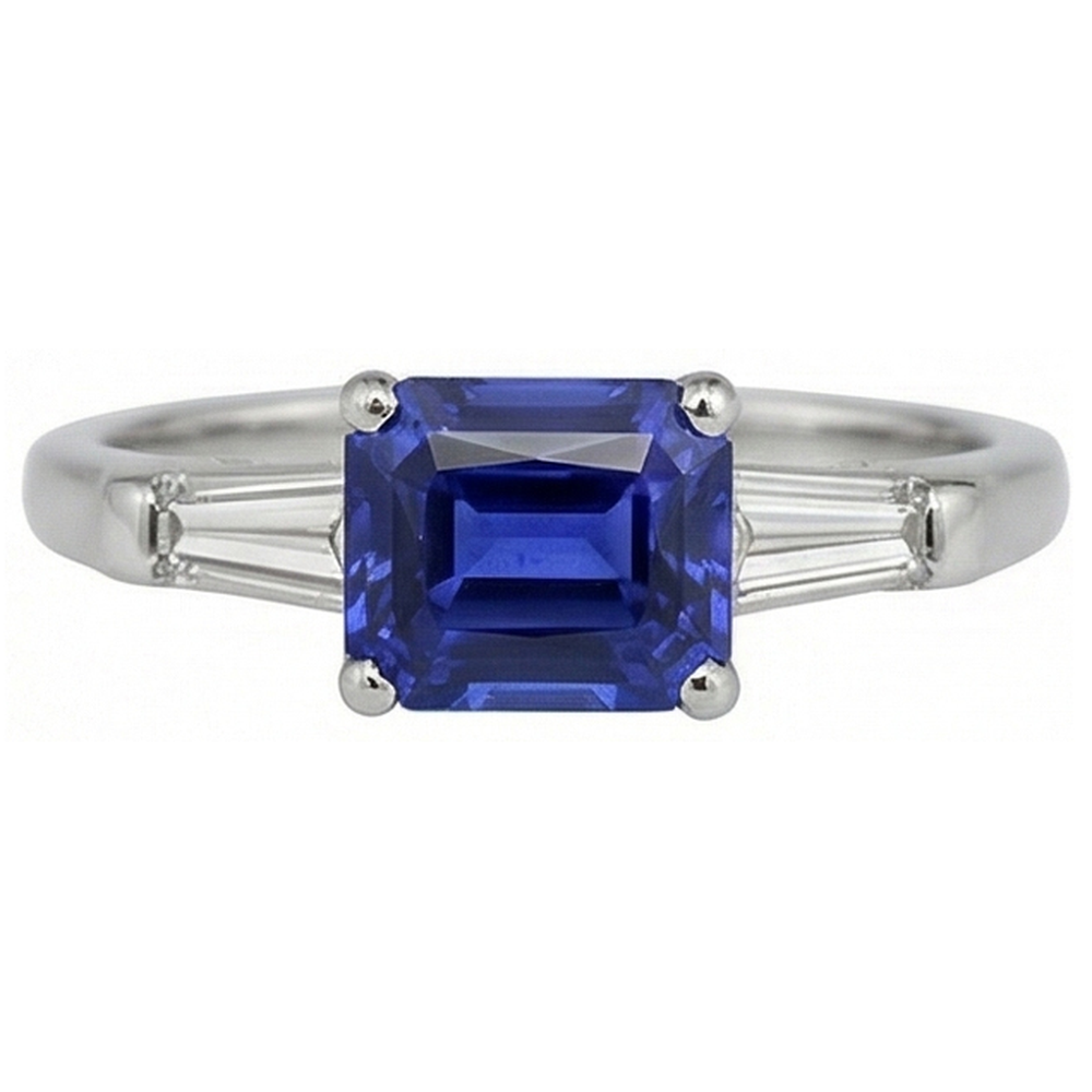 natural emerald sapphire 2ct ring front view