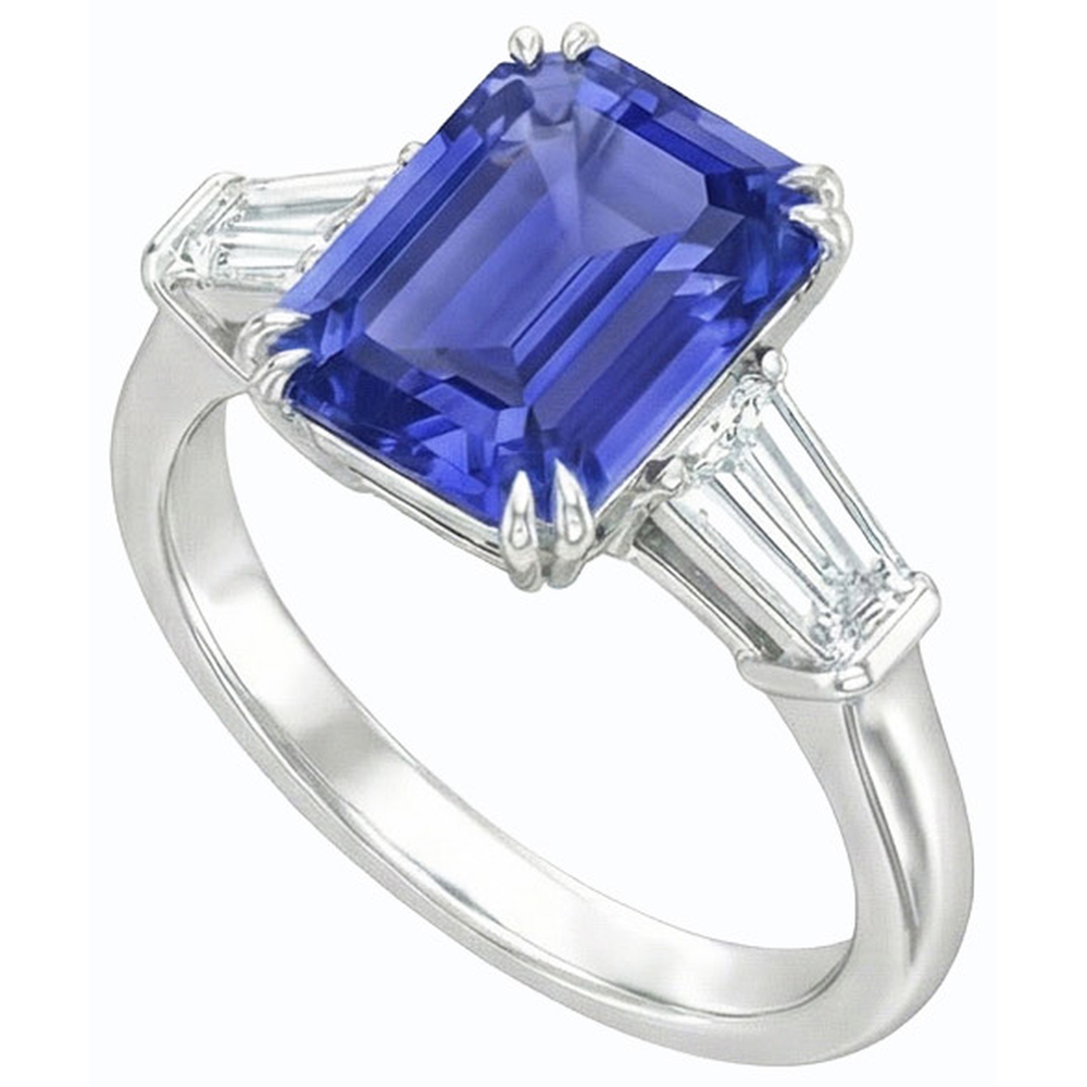 natural emerald sapphire 3.50ct ring front view