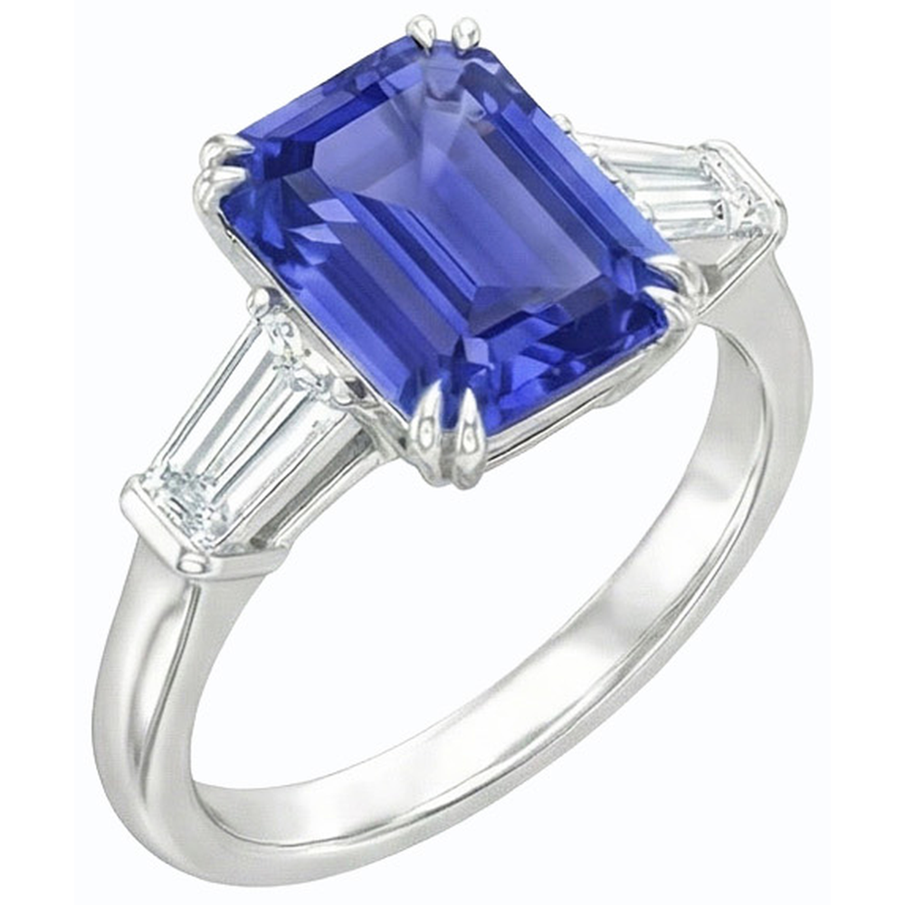 natural emerald sapphire 3.50ct ring top view
