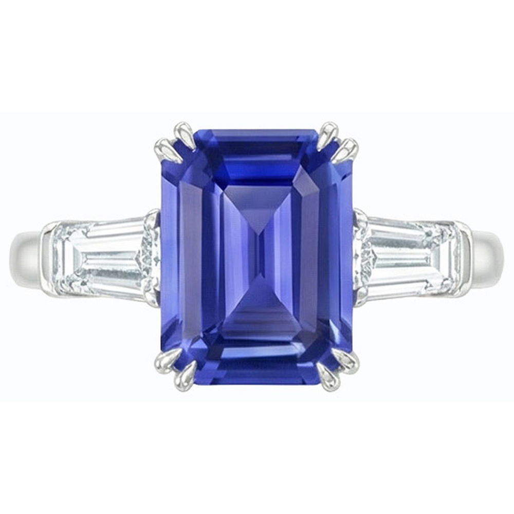 natural emerald sapphire 3.50ct ring profile view