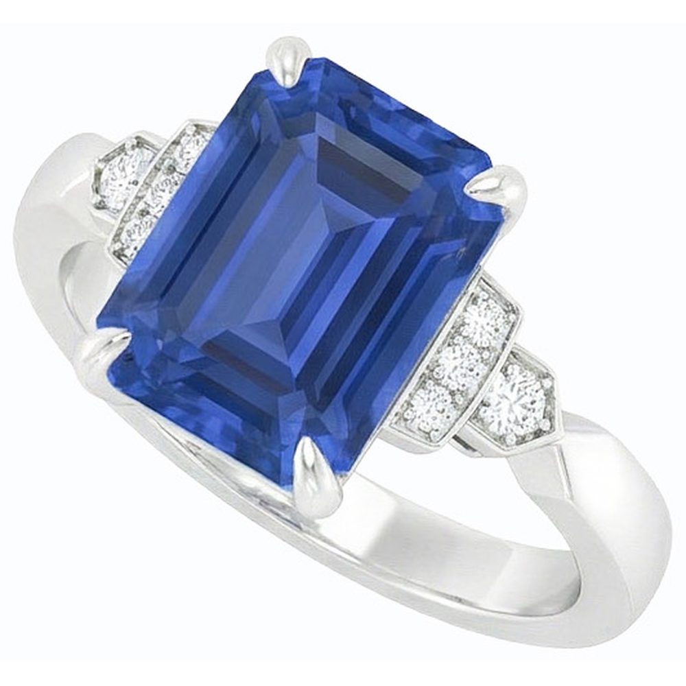 natural emerald sapphire 3ct ring close up detail