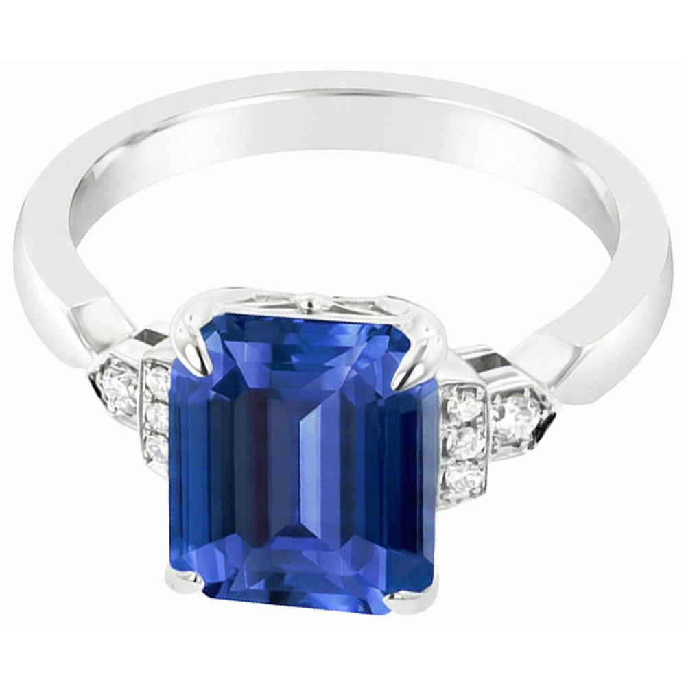 natural emerald sapphire 3ct ring top view