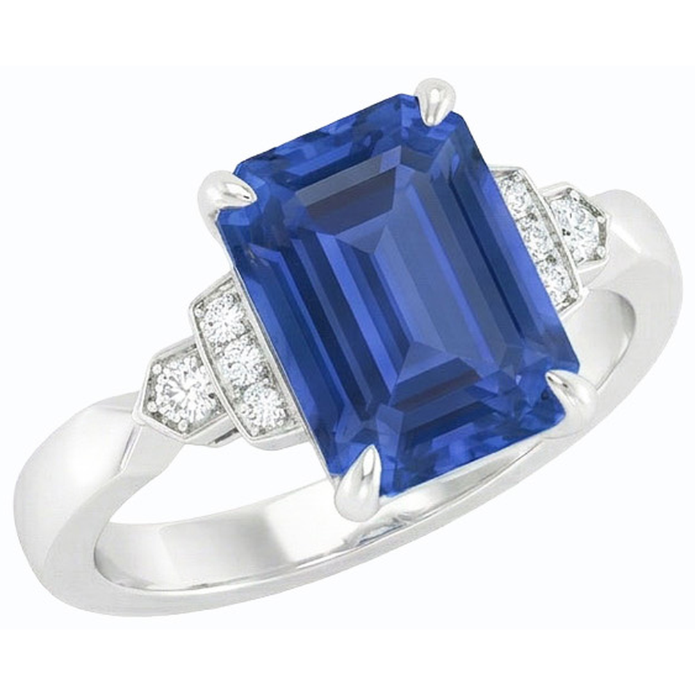natural emerald sapphire 3ct ring profile view