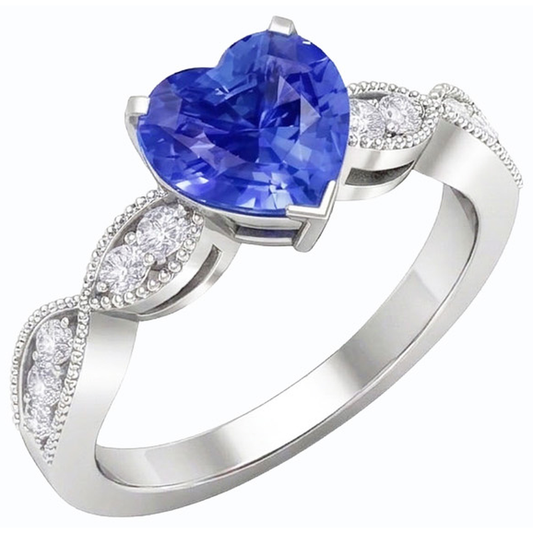 natural round sapphire 3ct ring front view