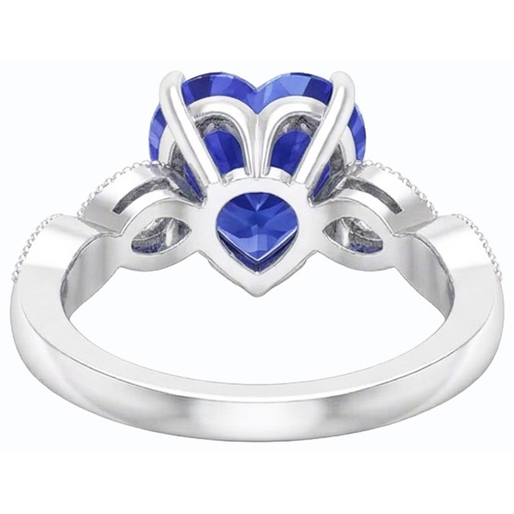 natural round sapphire 3ct ring profile view