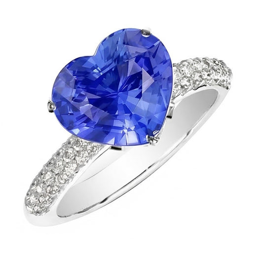 natural round sapphire 4.50ct ring front view