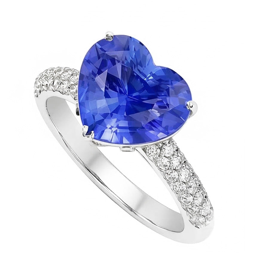 natural round sapphire 4.50ct ring close up detail