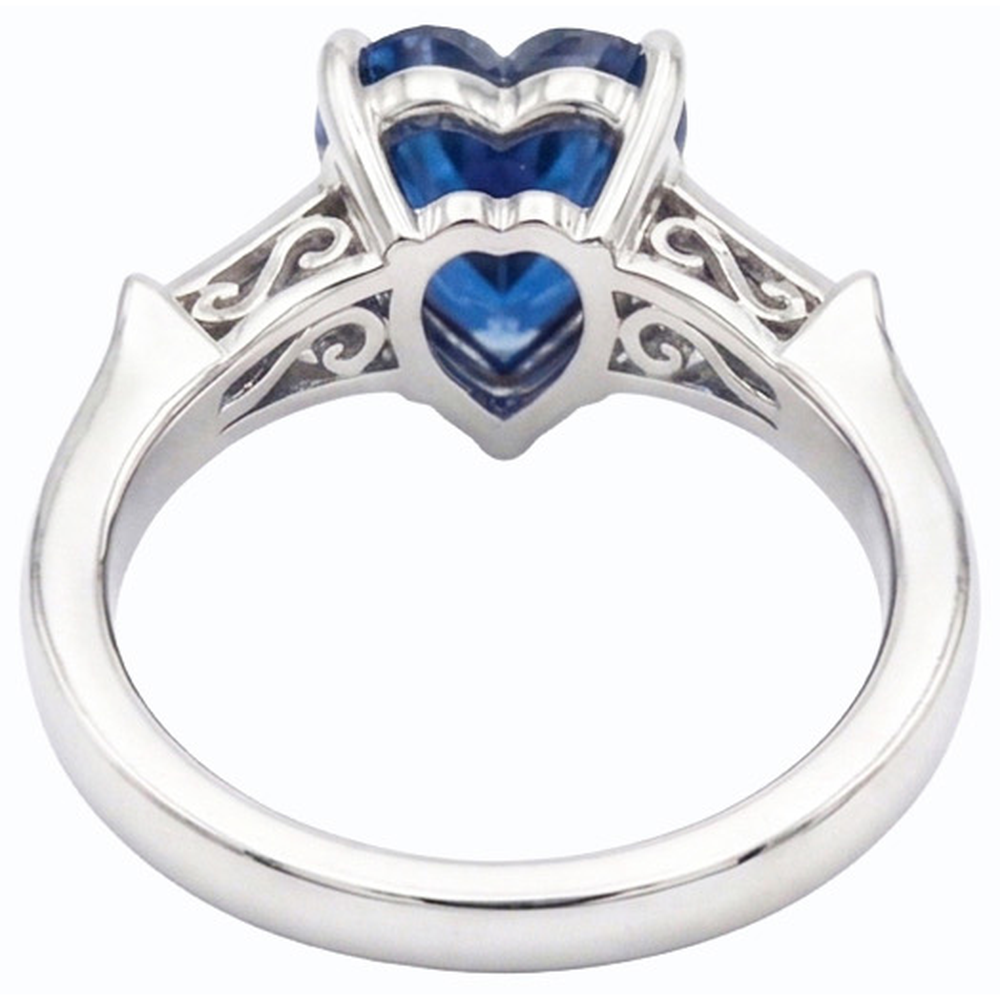 natural round sapphire 1.75ct ring profile view