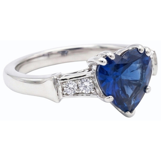 natural round sapphire 1.75ct ring front view
