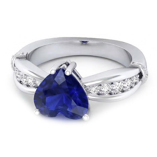 Natural Earth Mined Diamond ( Not Lab Grown ) Anniversary Ring Ceylon Sapphire 3.50 Carats