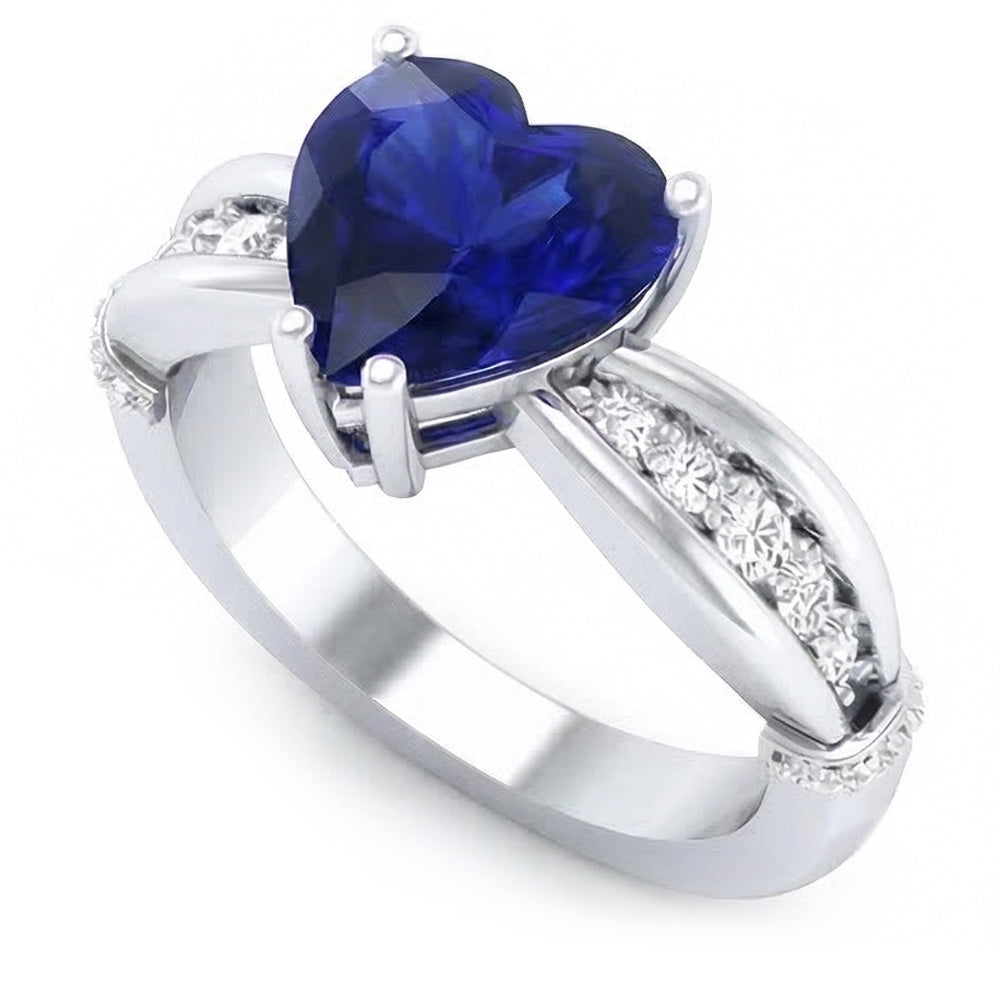 Natural Earth Mined Diamond ( Not Lab Grown ) Anniversary Ring Ceylon Sapphire 3.50 Carats