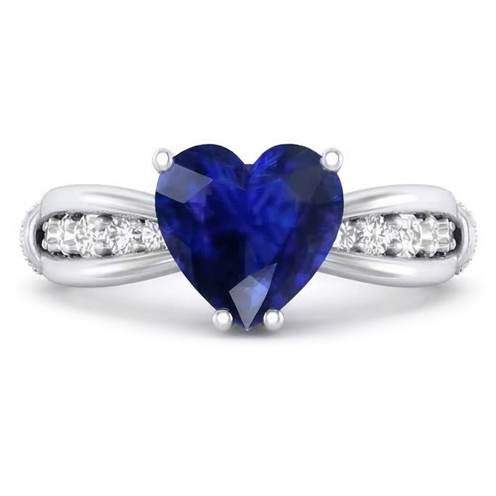 Natural Earth Mined Diamond ( Not Lab Grown ) Anniversary Ring Ceylon Sapphire 3.50 Carats
