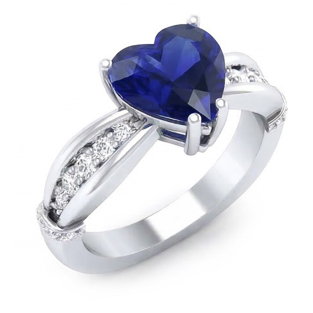Natural Earth Mined Diamond ( Not Lab Grown ) Anniversary Ring Ceylon Sapphire 3.50 Carats