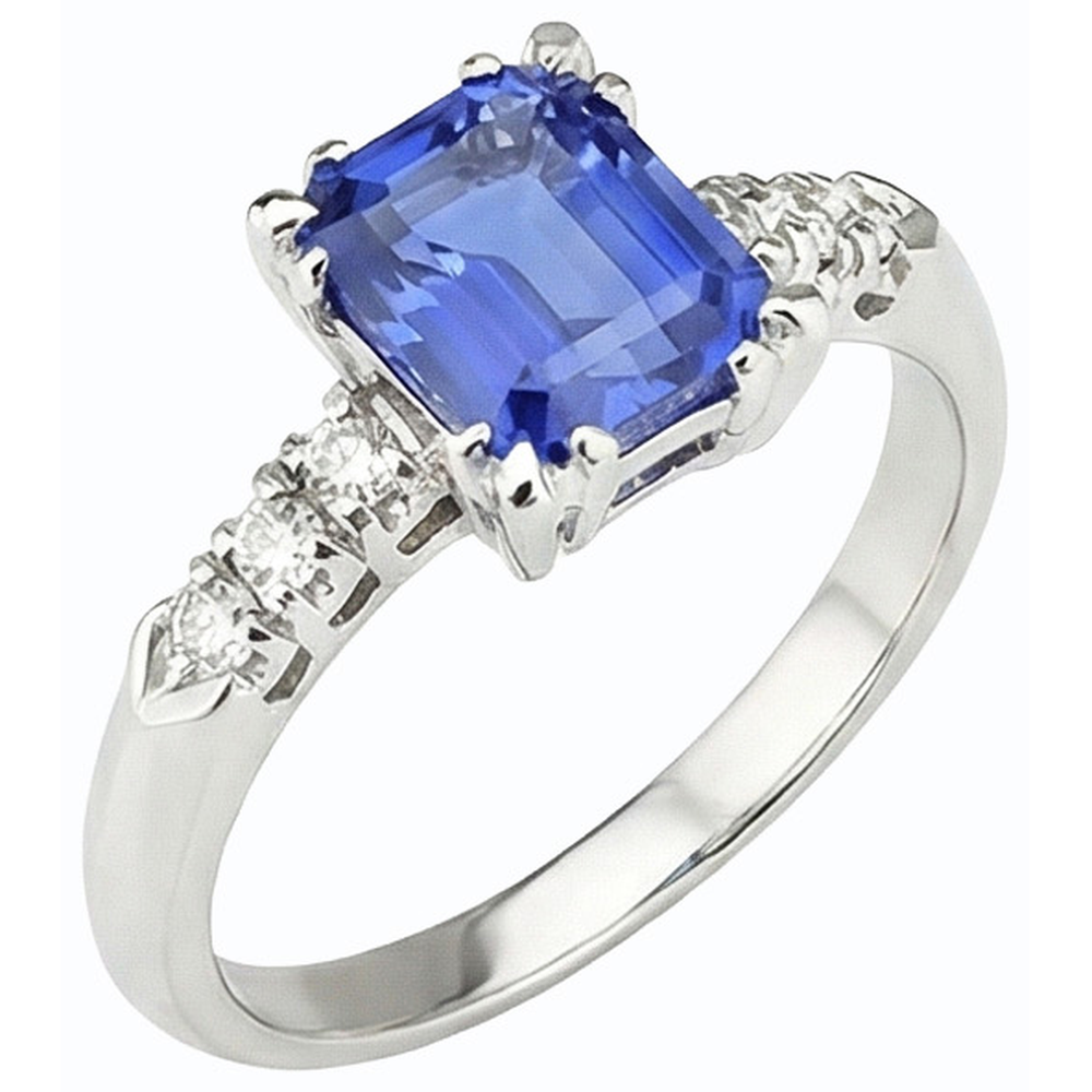 Natural Earth Mined Diamond ( Not Lab Grown ) Anniversary Ring Emerald Light Blue Sapphire 3 Carats