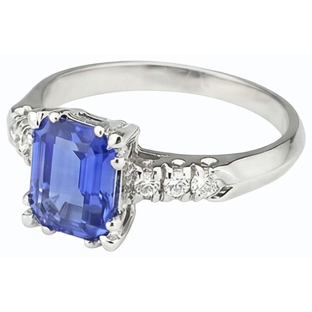 Natural Earth Mined Diamond ( Not Lab Grown ) Anniversary Ring Emerald Light Blue Sapphire 3 Carats